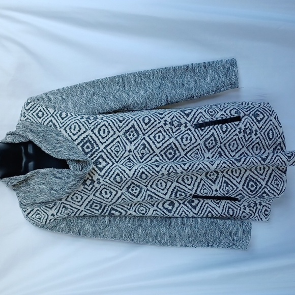 9H15 STCL Black White Knit Cowl Neck long sweater/Sweatshirt Sz L - Picture 1 of 5